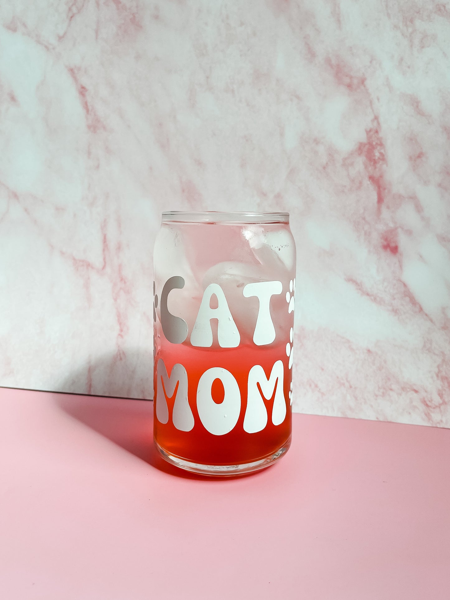 Cat Mom Glass Cup