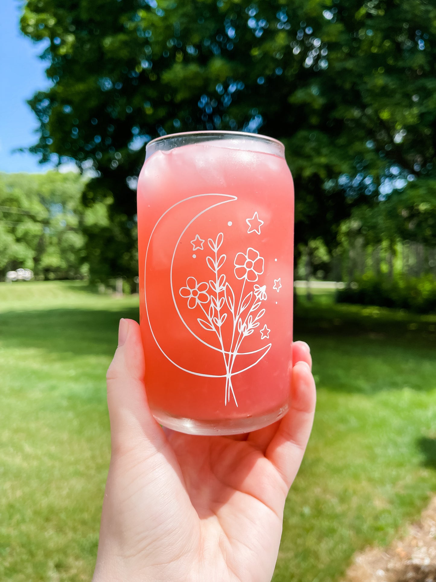 Moon Flowers Glass Cup