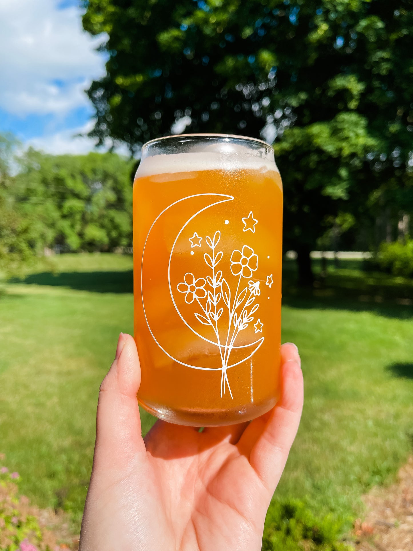 Moon Flowers Glass Cup