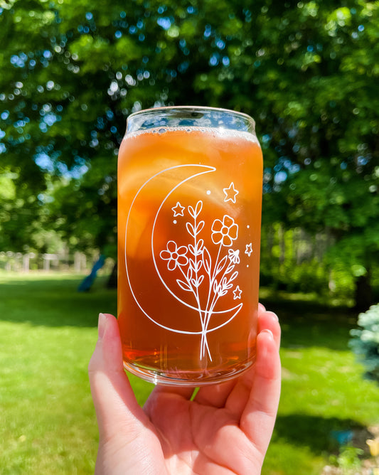 Moon Flowers Glass Cup
