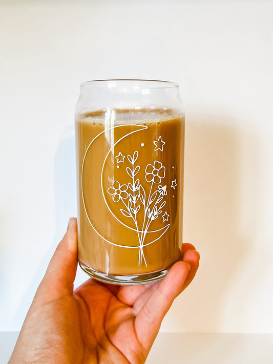 Moon Flowers Glass Cup
