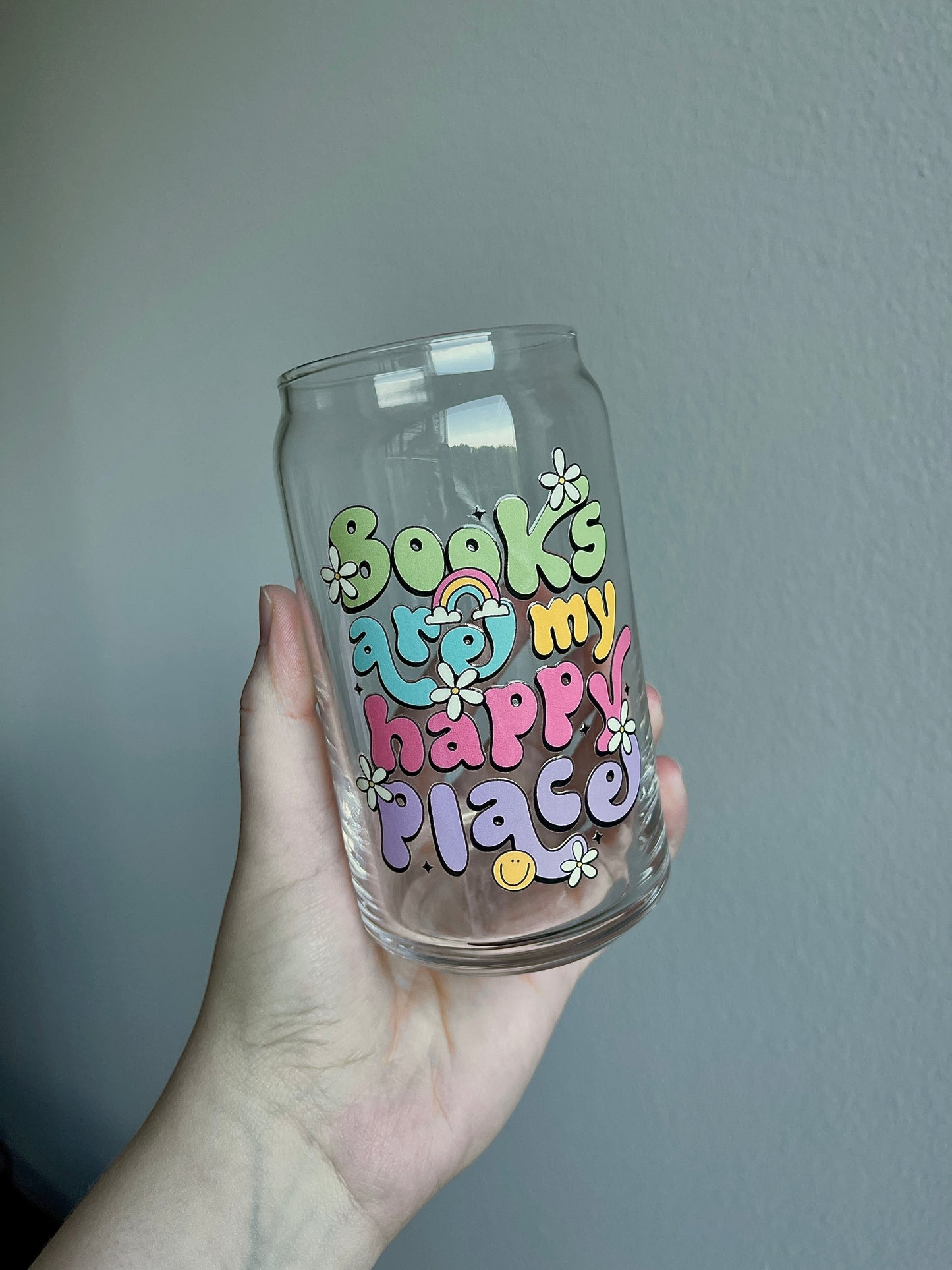 Books Are My Happy Place Glass Cup