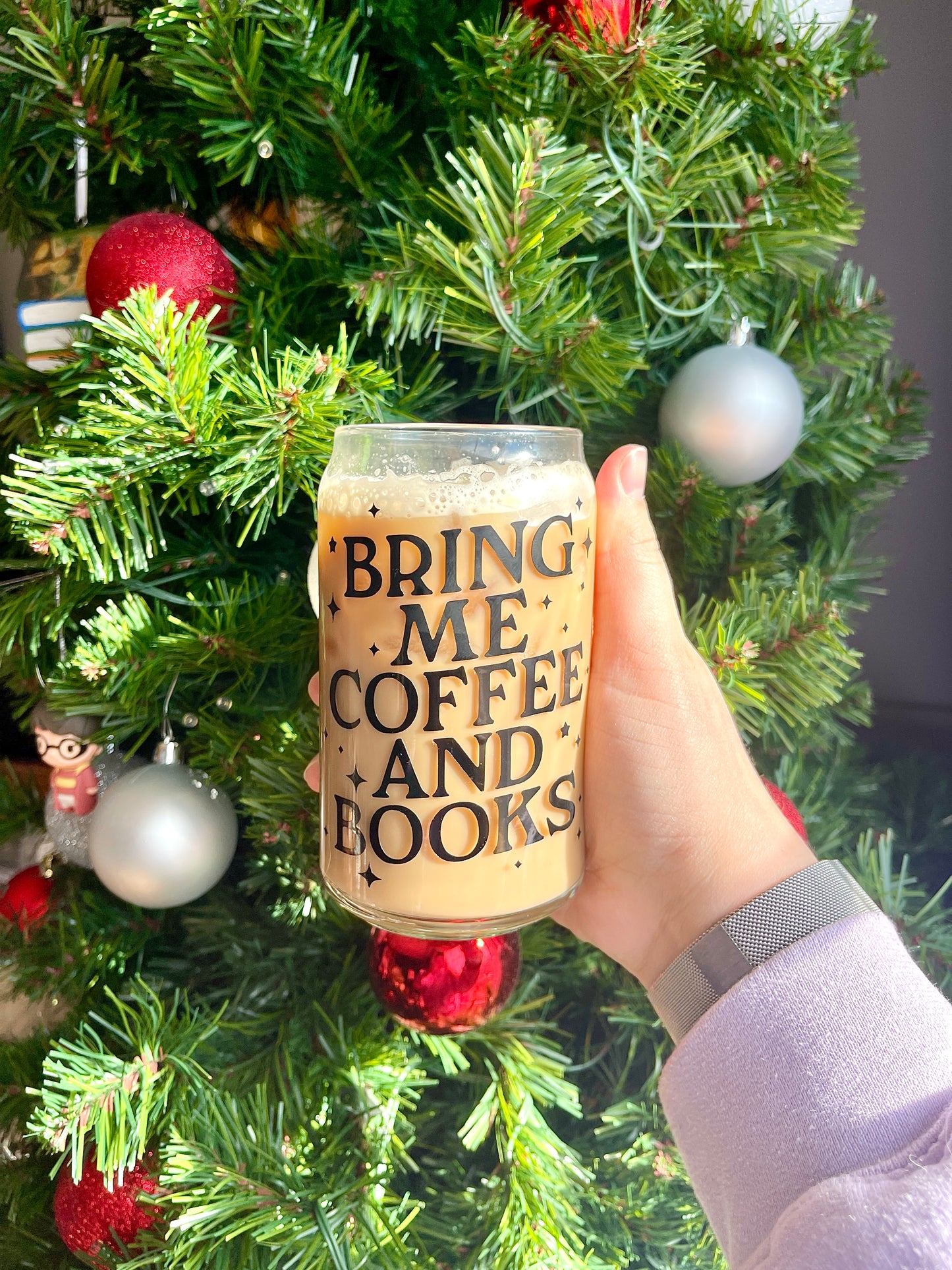 Bring Coffee & Books Glass Cup